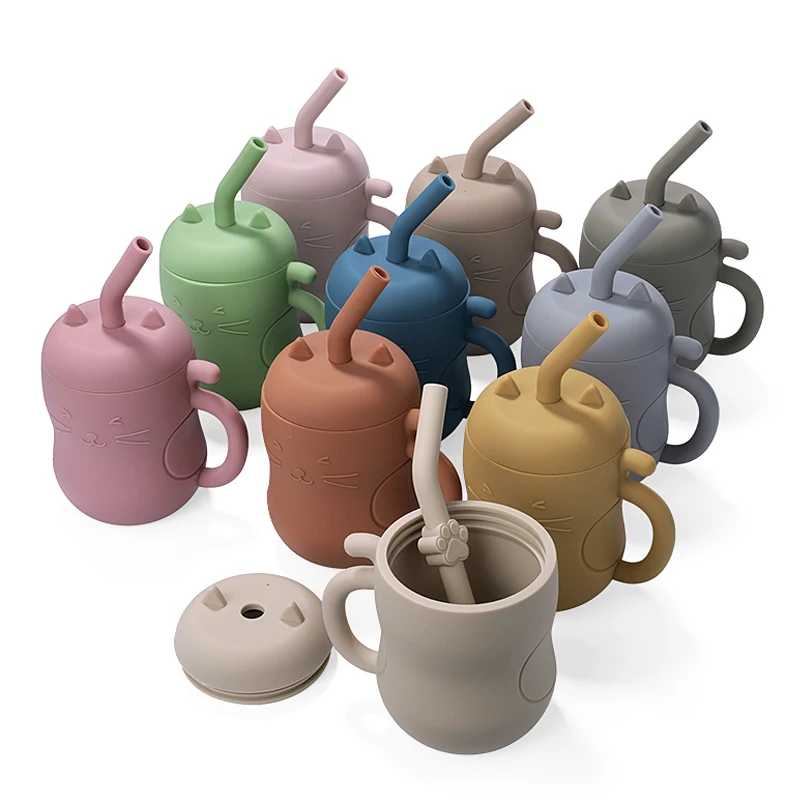 1pcs Baby Silicone Straw Cup Portable Storage Snack Container Feeding Cup Kids Leakproof Learning Drink Cup thumbnail 2