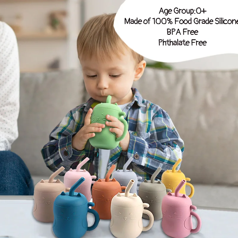 1pcs Baby Silicone Straw Cup Portable Storage Snack Container Feeding Cup Kids Leakproof Learning Drink Cup thumbnail 4