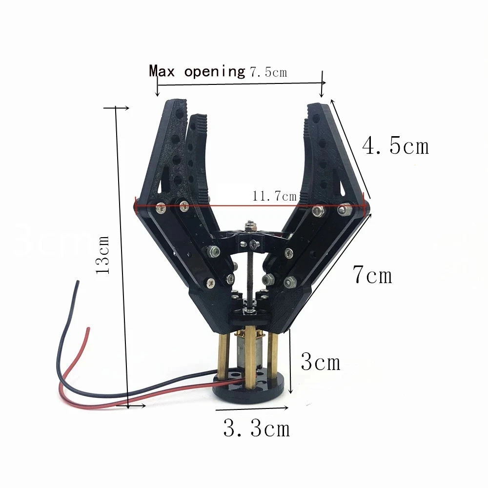 3D Printed 4 Fingers Robot Mechanical Arm Clamp Robot Gripper N20 Motor Clip Acrylic Robot Gripper For Drone Robot Claw DIY Kit thumbnail 6