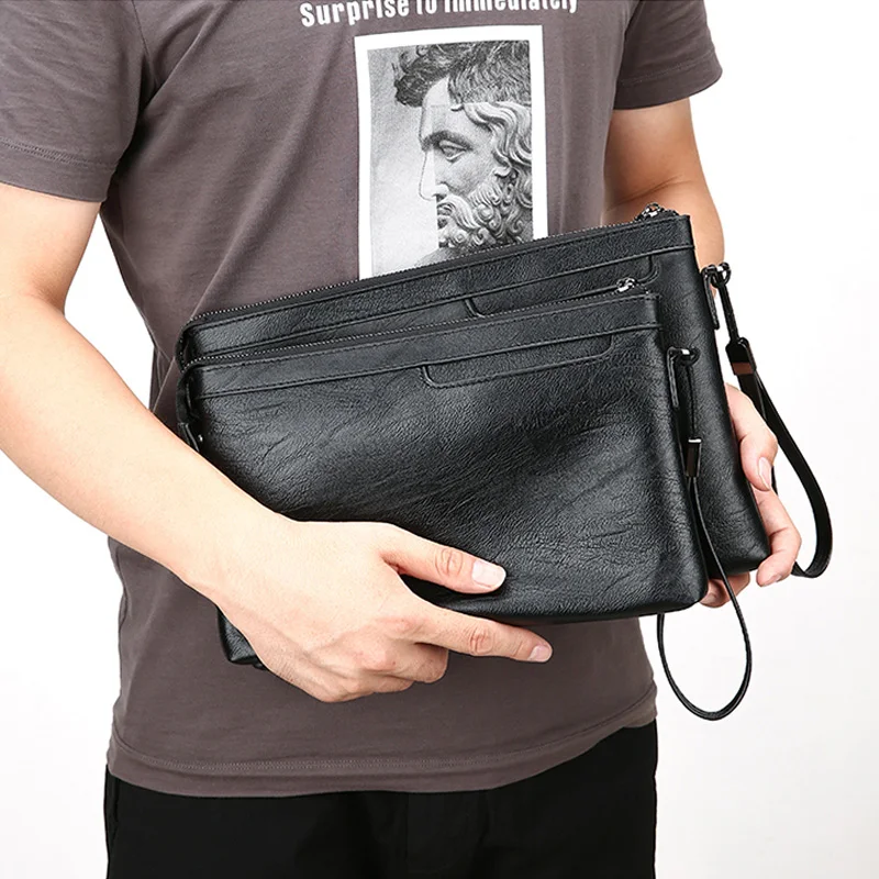 Fashion Brand Design Business Clutch Bag High Quality PU Leather Envelope Bags Casual Travel Men's Wallet Cell Phone Pocket thumbnail 6