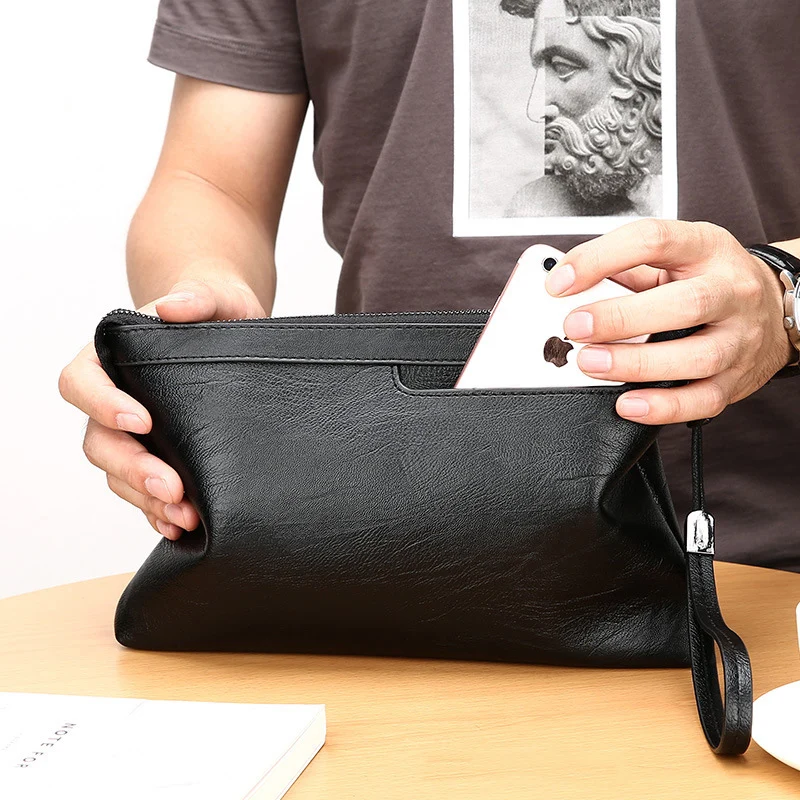 Fashion Brand Design Business Clutch Bag High Quality PU Leather Envelope Bags Casual Travel Men's Wallet Cell Phone Pocket thumbnail 2