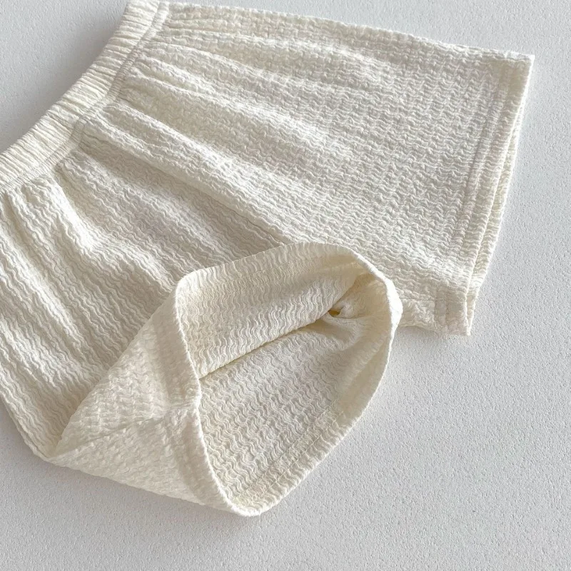 New Arrival Korean Style Solid Baby Gauze Homewear Children Breathable Loose Sleeveless Tank Tops + Shorts 2Pcs Thin Pajamas Set thumbnail 6