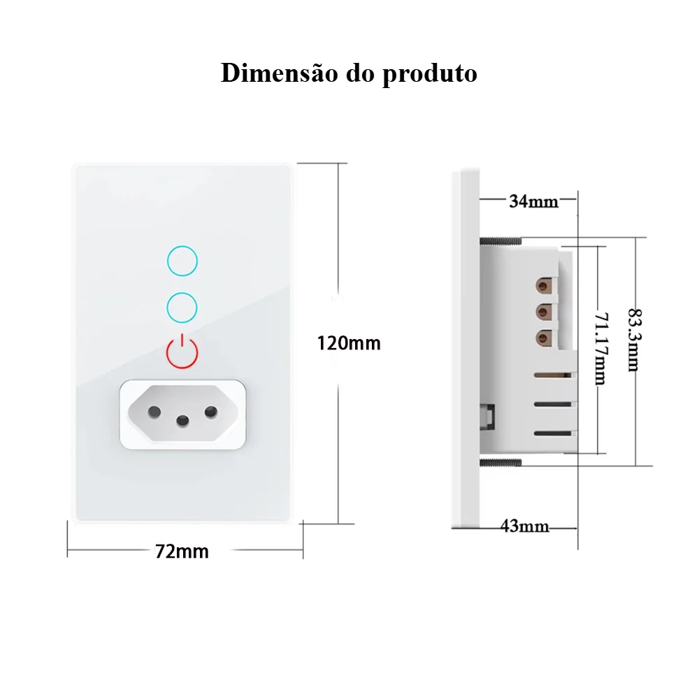 Melery Tuya Wifi Smart Brazil Light Switch Wall Socket Plug Outlet Touch Sensor Glass Panel Remote by Alexa Dot Google Home thumbnail 3