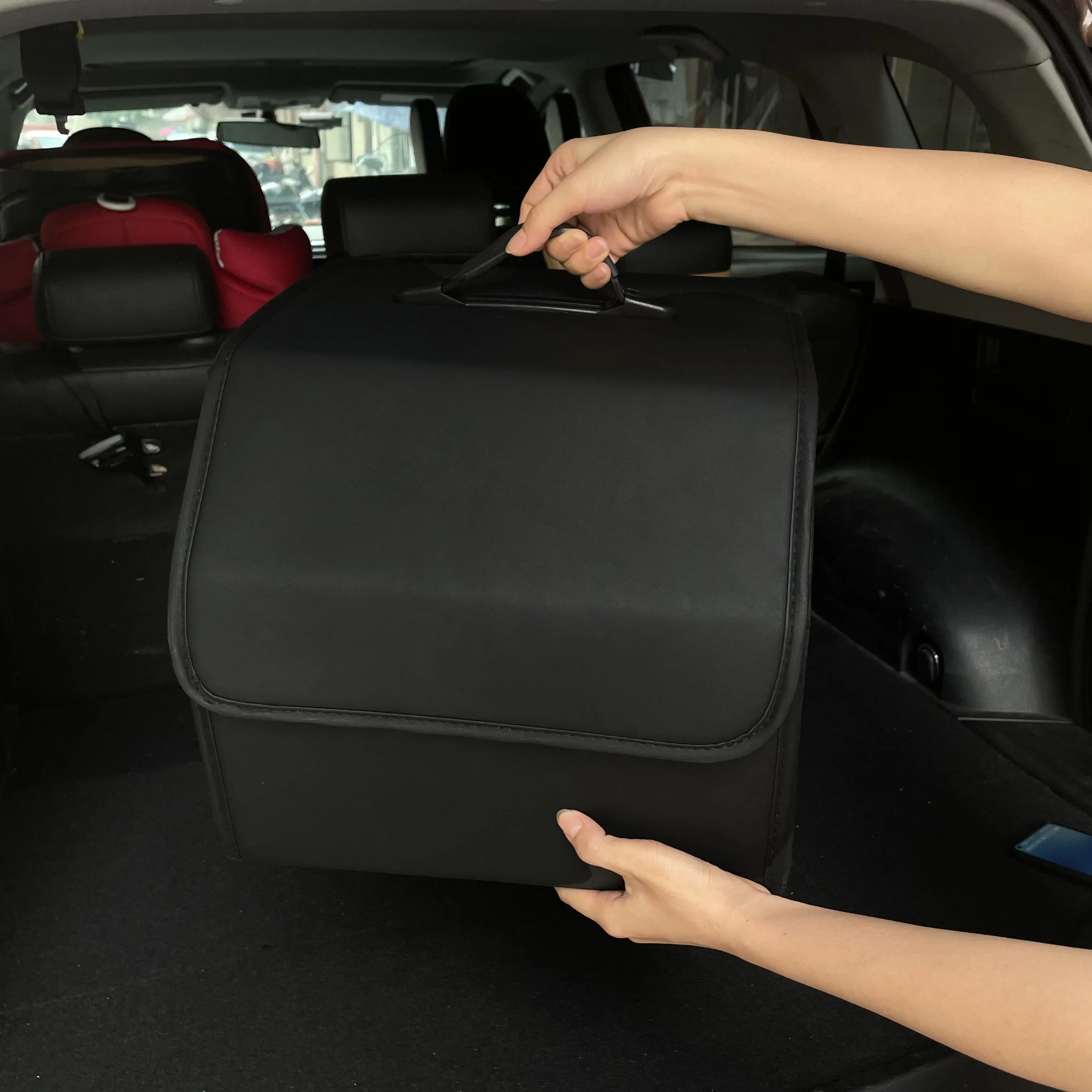 Storage Box PU Leather Multipurpose Collapsible Car Trunk Storage Organizer Car Trunk Organizer Stowing Tidying Auto Accessories thumbnail 3