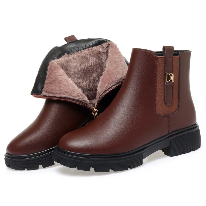 2024 British Style Women Chelsea Boots Square Heel Platform Comfortable Anti-slip Zip Ankle Boots Soft Leather Casual Boots thumbnail 6
