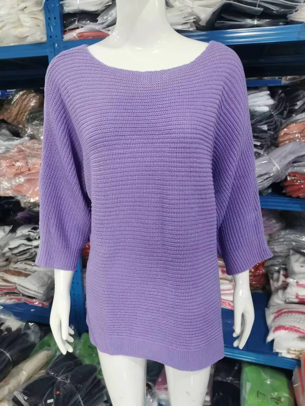 Women O-Neck 3/4 Long Sleeve Knitwear Sweaters Autumn Spring Solid Casual Knitwear Pullover Loose Tops XXBLH-9008 thumbnail 6