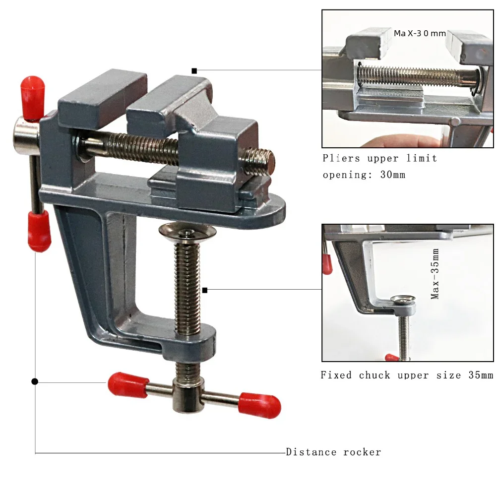 PHYHOO Aluminum Mini Table Clamp Small Bench Vice Jeweler Hobby Clamps DIY Mold Craft Repair Tool Portable Work Bench Screw Vise thumbnail 3