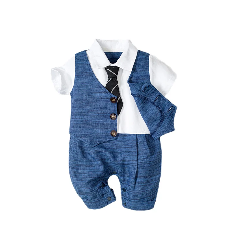 Boy Set Tie Clothes Newborn Romper Striped Overalls for Baby Clothes Gentleman Jumpsuit 3 6 9 12 18 24 Months thumbnail 3