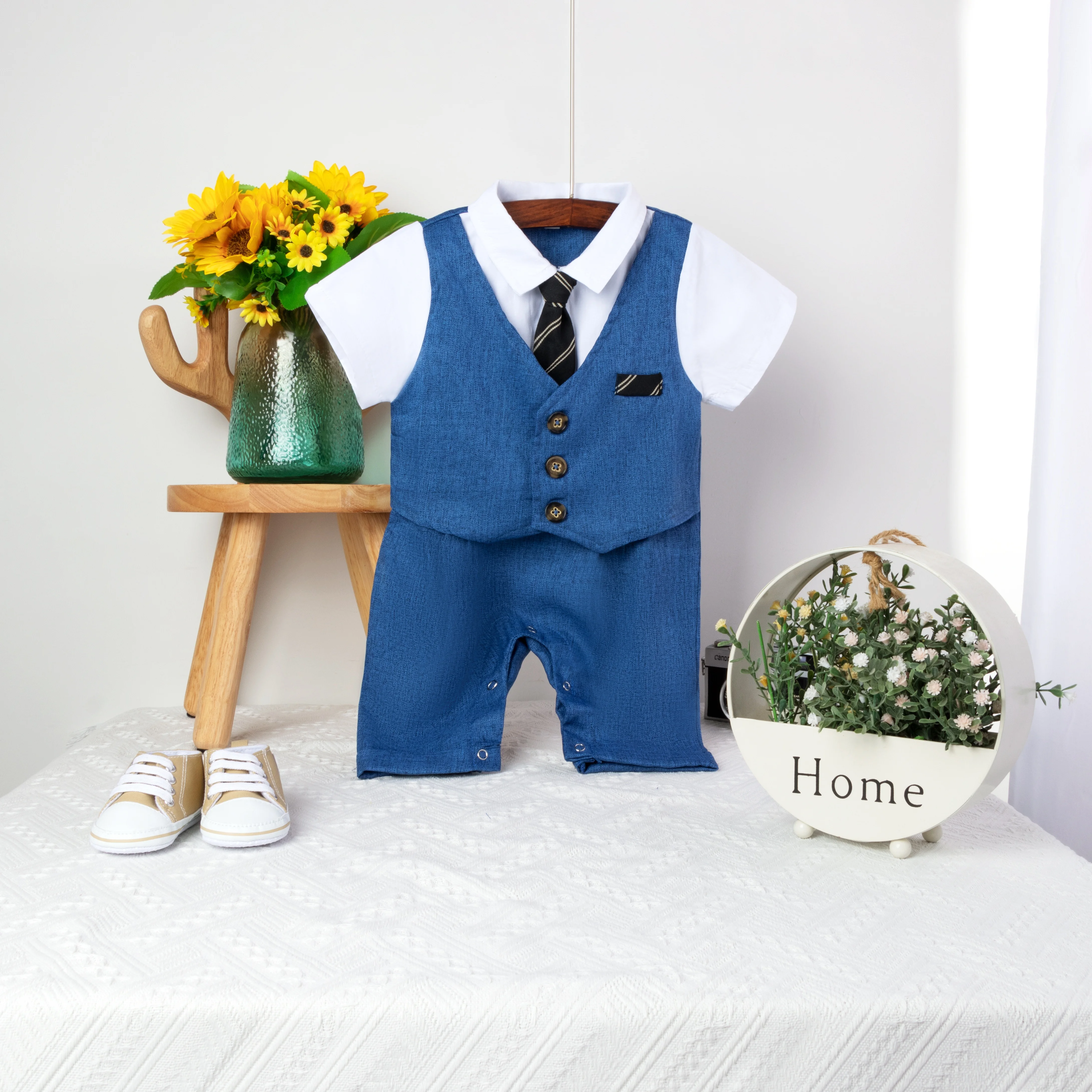 Boy Set Tie Clothes Newborn Romper Striped Overalls for Baby Clothes Gentleman Jumpsuit 3 6 9 12 18 24 Months thumbnail 2
