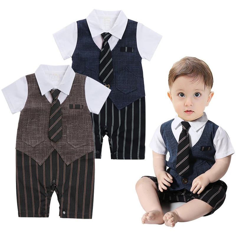 Boy Set Tie Clothes Newborn Romper Striped Overalls for Baby Clothes Gentleman Jumpsuit 3 6 9 12 18 24 Months thumbnail 4