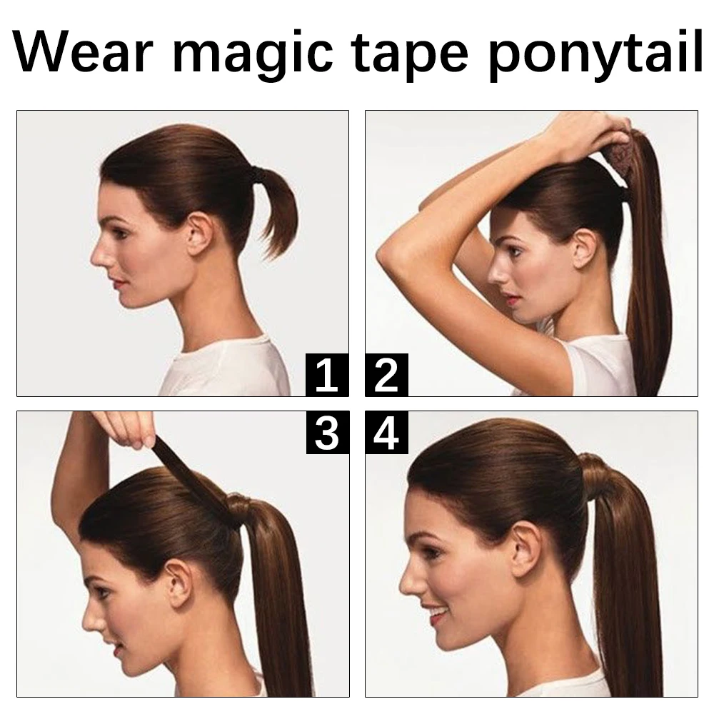 Synthetic 22 34" Long Straight Wrap Around Ponytail Clip In Hair Extension Blonde Brown Heat Resistant Pony Hairpiece For Women thumbnail 5