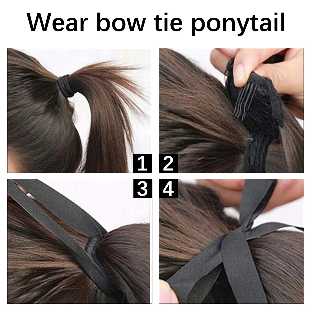 Synthetic 22 34" Long Straight Wrap Around Ponytail Clip In Hair Extension Blonde Brown Heat Resistant Pony Hairpiece For Women thumbnail 6