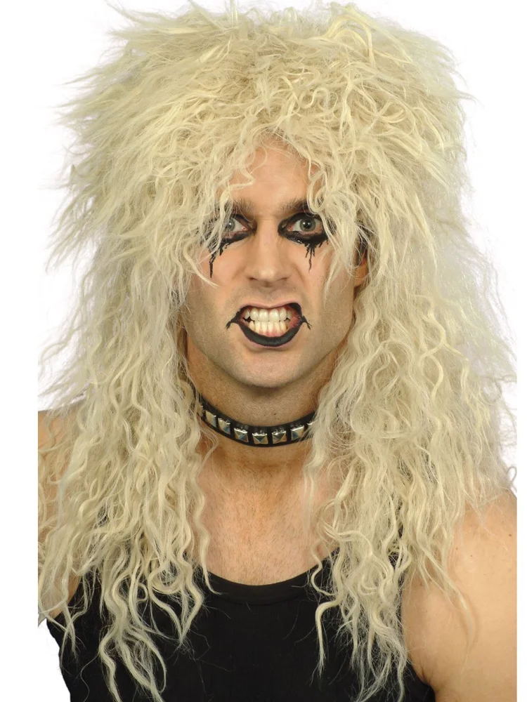 70s 80s Rockstar Wig Blonde Punk Fluffy Curvy Long for Men Wig Halloween Party Mullet Synthetic Wig Cosplay Rock Accessories thumbnail 4