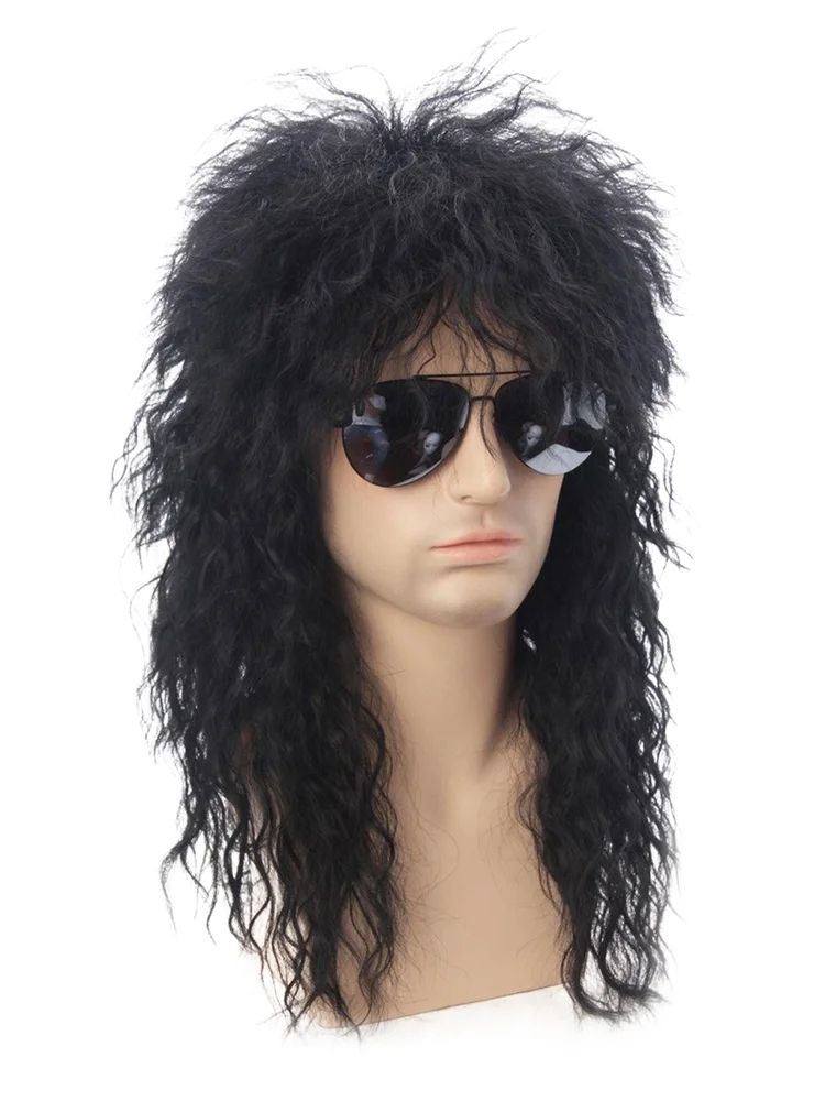 70s 80s Rockstar Wig Blonde Punk Fluffy Curvy Long for Men Wig Halloween Party Mullet Synthetic Wig Cosplay Rock Accessories thumbnail 6
