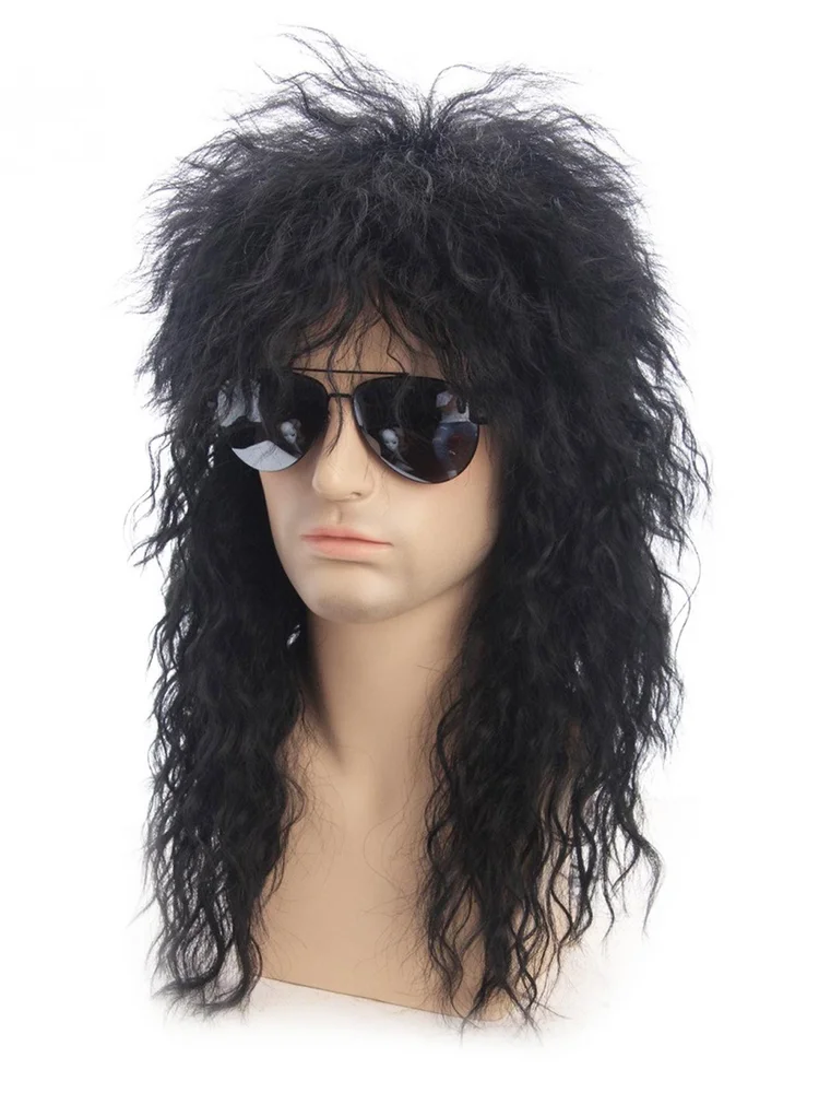 70s 80s Rockstar Wig Blonde Punk Fluffy Curvy Long for Men Wig Halloween Party Mullet Synthetic Wig Cosplay Rock Accessories thumbnail 5