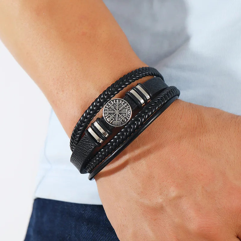 Red Black Red Tree Male Unique Design Trendy Punk Vintage Cuff Men Bracelets PU Leather Bracelets Bangles for Women Men Jewelry thumbnail 5