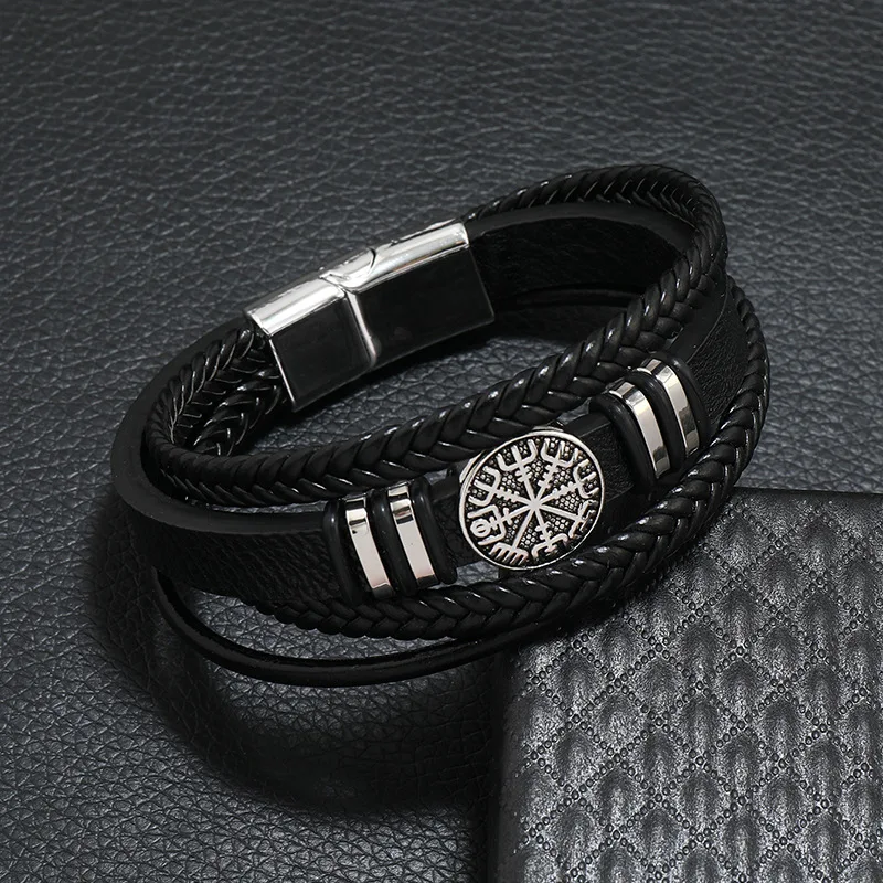 Red Black Red Tree Male Unique Design Trendy Punk Vintage Cuff Men Bracelets PU Leather Bracelets Bangles for Women Men Jewelry thumbnail 3