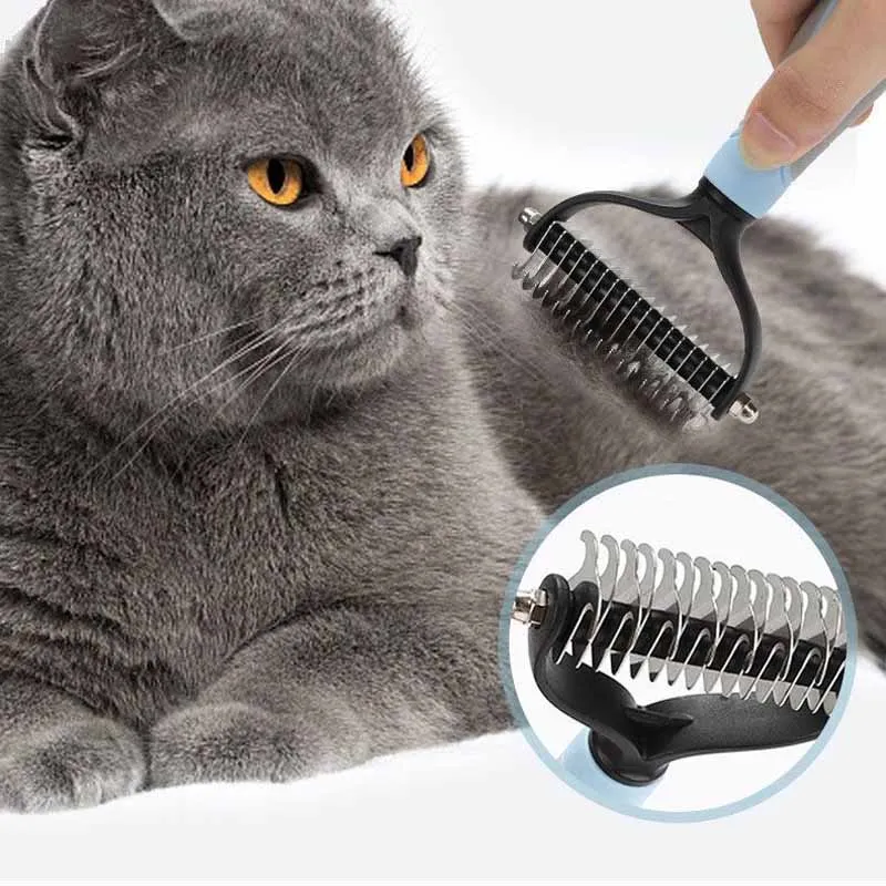 Cat Brush Pet Knot Comb 2 in 1 Dogs Cat Fur Knot Cutter Pets Hair Removal Comb Dog Grooming Shedding Tools Pet Cleaning Supplies thumbnail 2