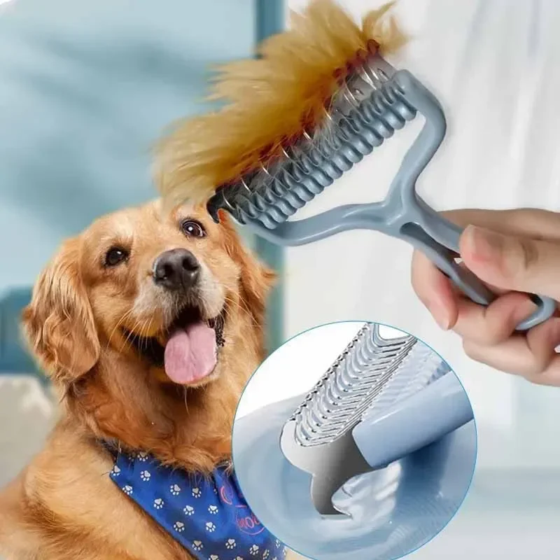 Cat Brush Pet Knot Comb 2 in 1 Dogs Cat Fur Knot Cutter Pets Hair Removal Comb Dog Grooming Shedding Tools Pet Cleaning Supplies thumbnail 3