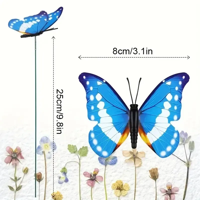 Luminous Butterfly Gardening Butterfly Pole Decoration 8cm Garden Decoration Lawn Decoration PVC Home Decoration 25PCS thumbnail 6