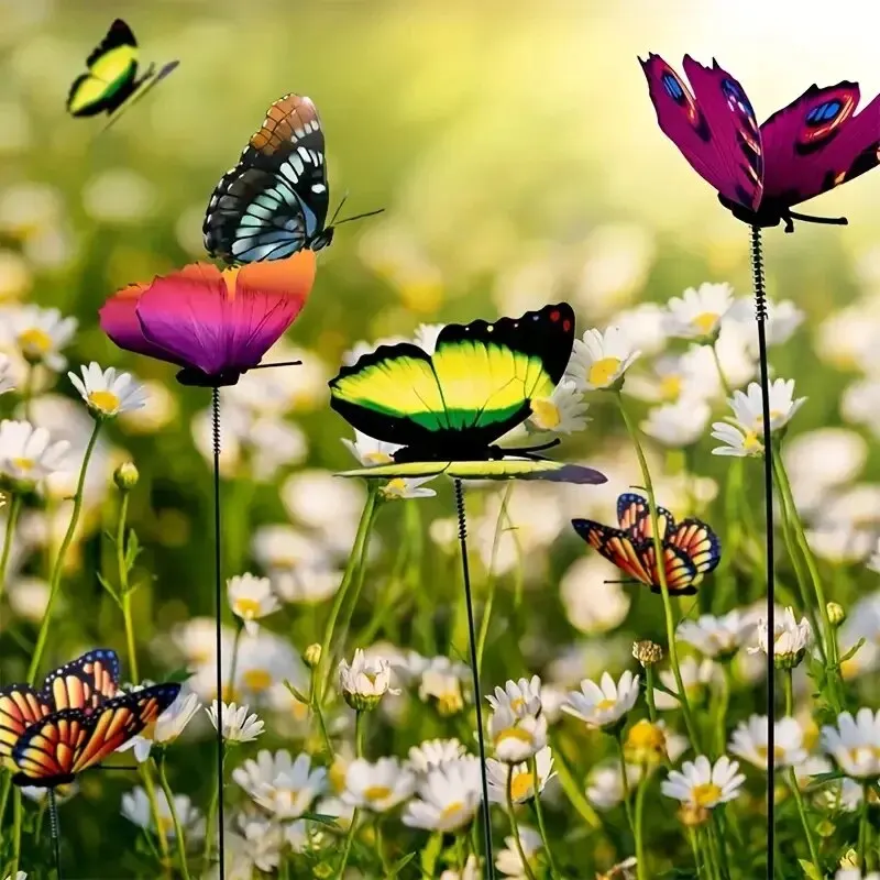 Luminous Butterfly Gardening Butterfly Pole Decoration 8cm Garden Decoration Lawn Decoration PVC Home Decoration 25PCS thumbnail 4