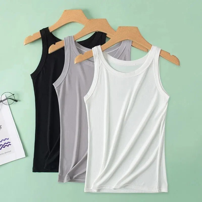 1/3 Pieces Four Seasons Thin Ladies Solid Color Joker Camisole Young Women Plus Size Comfortable and Sexy T-shirt Shirt Casual thumbnail 2