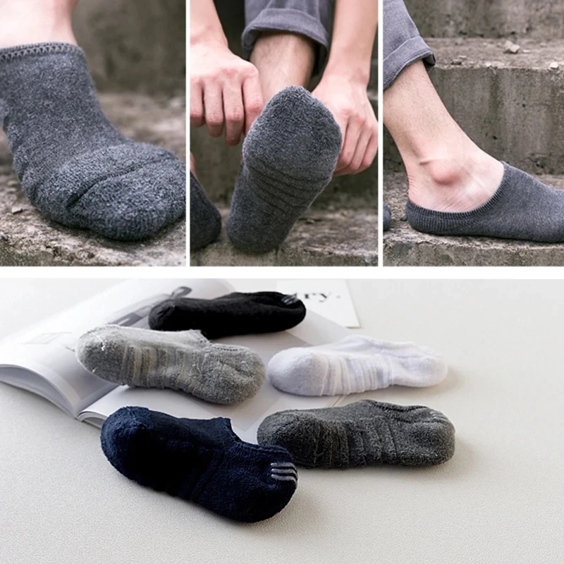 5Pairs Men Towel Bottom Boat Socks Sport Sweat Breathes Silicone Anti-Slip Invisible Socks Spring Summer New Casual Fashion Sox thumbnail 4