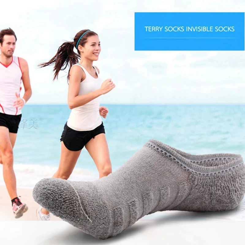 5Pairs Men Towel Bottom Boat Socks Sport Sweat Breathes Silicone Anti-Slip Invisible Socks Spring Summer New Casual Fashion Sox thumbnail 2