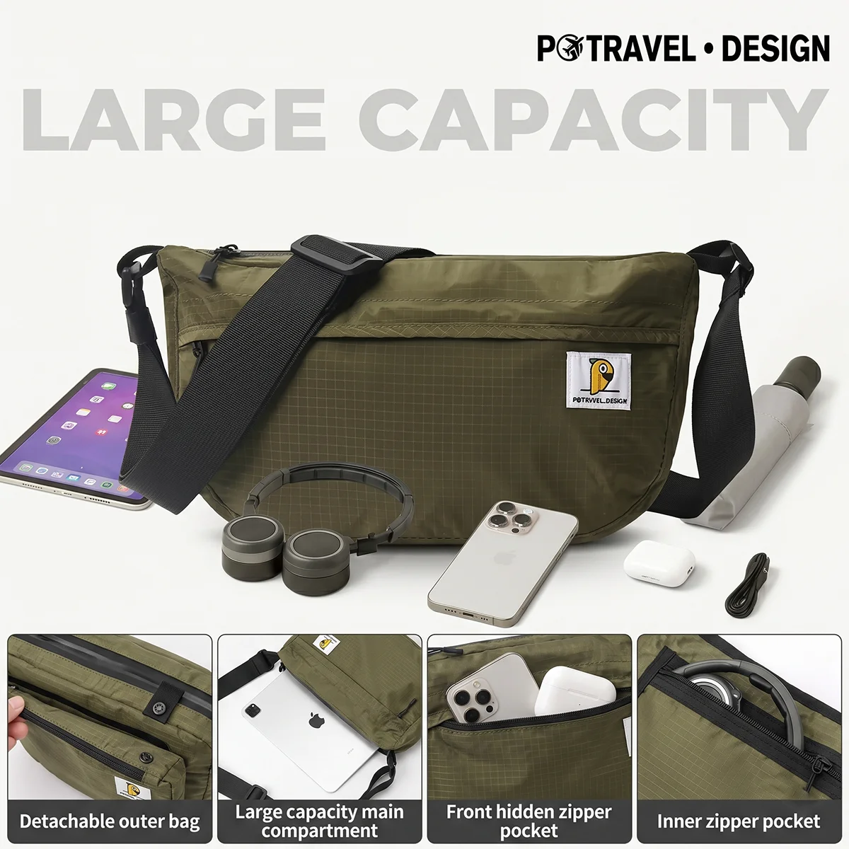 Casual Crossbody Bags For Men Women Shoulder Messenger Bag Large Capacity Small Fashion Travel Handbag Boys Girls Sling Bag thumbnail 4