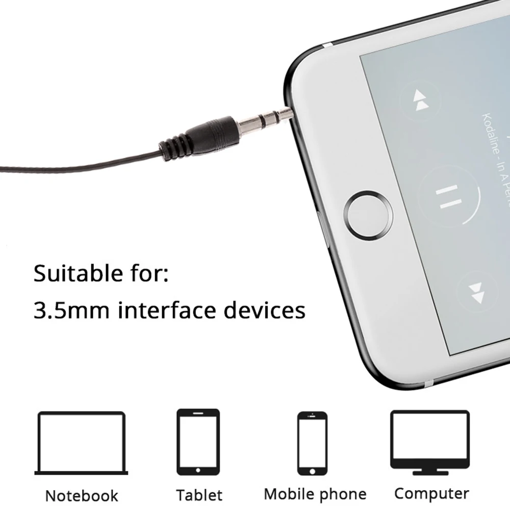 Single Side Earphone 3.5mm Plug For Phone Mp3 Players Pc Right/left Ear Universal 50cm Wired Earphone In-ear Type Earplug Type thumbnail 2