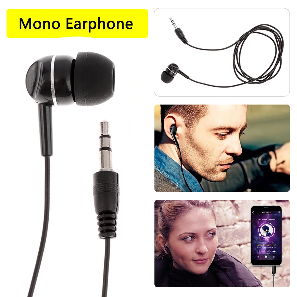 Single Side Earphone 3.5mm Plug For Phone Mp3 Players Pc Right/left Ear Universal 50cm Wired Earphone In-ear Type Earplug Type thumbnail 3