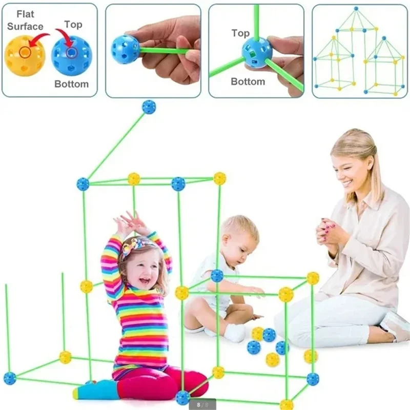Creative Children Versatile Building Blocks Toy DIY Beaded Tent Funny Paly House Architectural Game Blocks Model Set Toy for Kid thumbnail 6