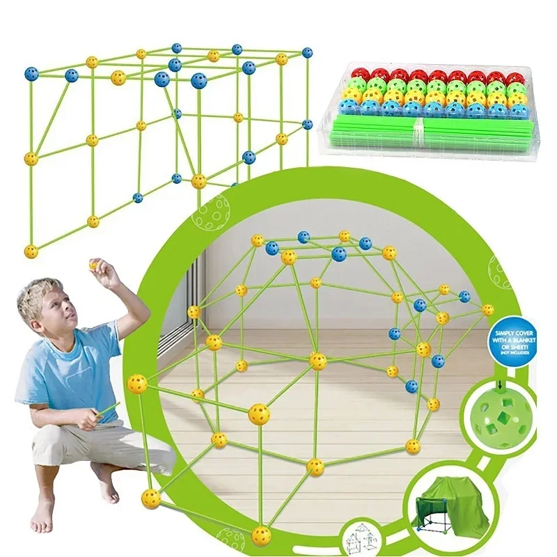 Creative Children Versatile Building Blocks Toy DIY Beaded Tent Funny Paly House Architectural Game Blocks Model Set Toy for Kid thumbnail 5