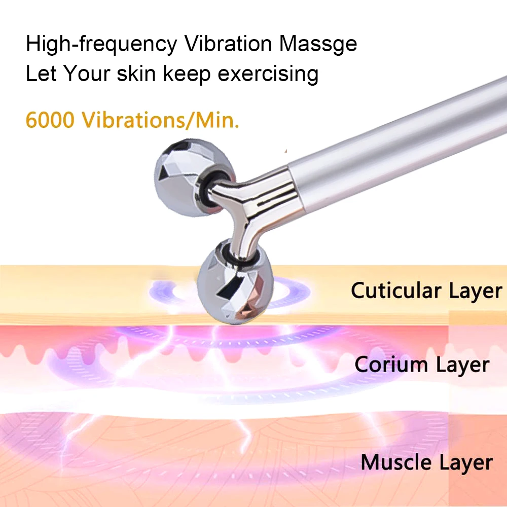 Electric Massage Roller Vibrator Metal Massager for Face Anti-Wrinkle Eye Facial Lifting Vibrate Roller Beauty Health Skin Care thumbnail 2