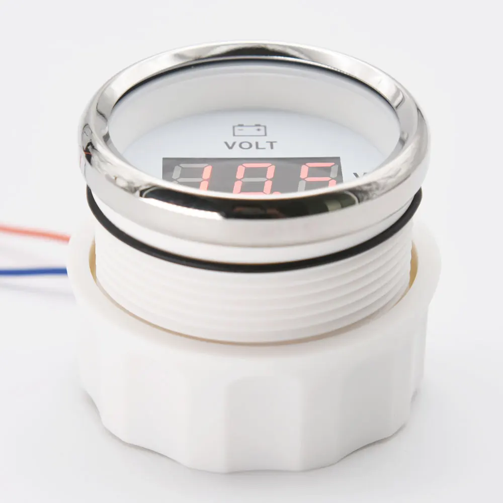 52MM Voltmeter Digita Volt Meter Gauge 8-32 Volts Car Voltage Gauges With Red Backlight Universal for Boat Marine 12V 24V thumbnail 5