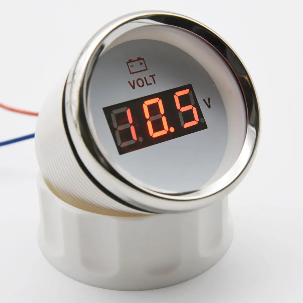 52MM Voltmeter Digita Volt Meter Gauge 8-32 Volts Car Voltage Gauges With Red Backlight Universal for Boat Marine 12V 24V thumbnail 2