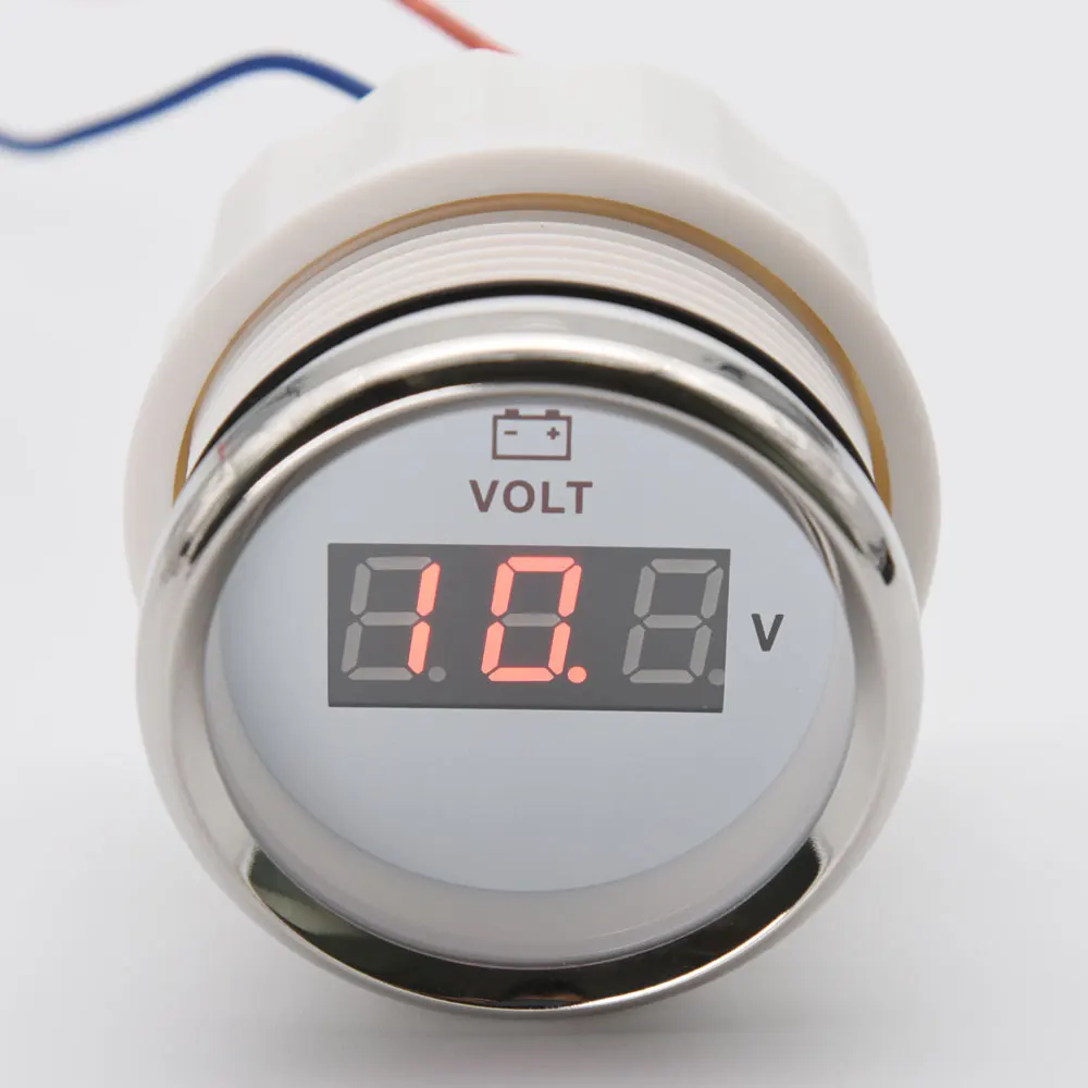 52MM Voltmeter Digita Volt Meter Gauge 8-32 Volts Car Voltage Gauges With Red Backlight Universal for Boat Marine 12V 24V thumbnail 4