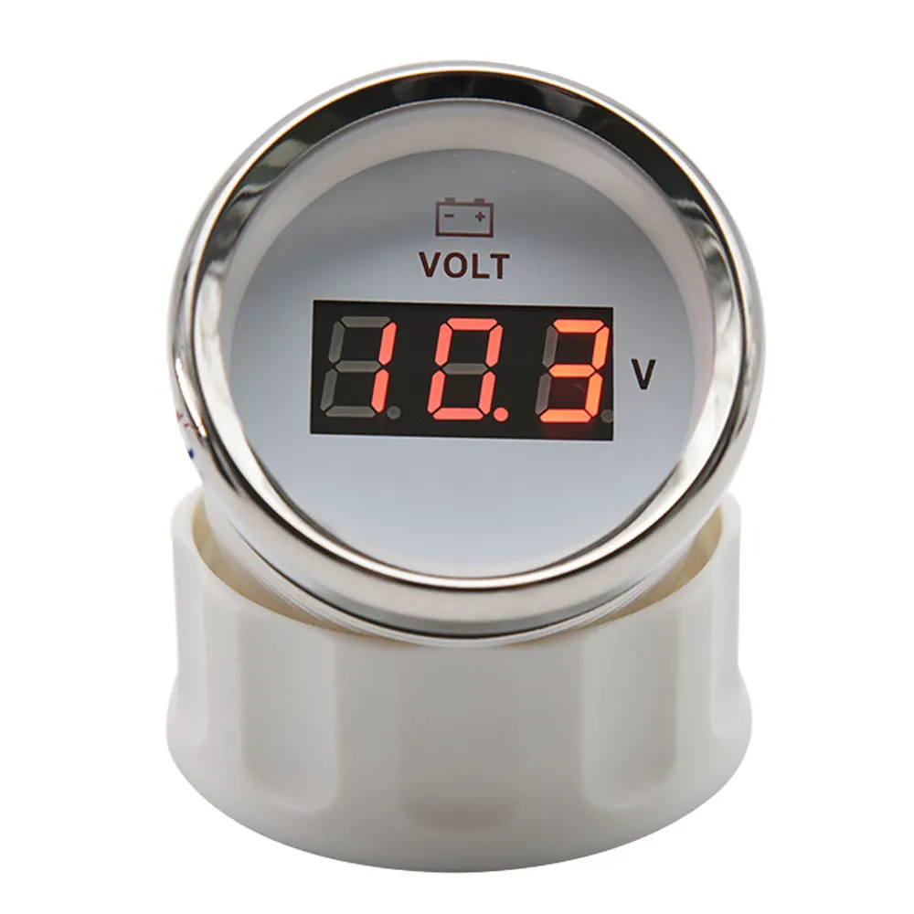 52MM Voltmeter Digita Volt Meter Gauge 8-32 Volts Car Voltage Gauges With Red Backlight Universal for Boat Marine 12V 24V thumbnail 3