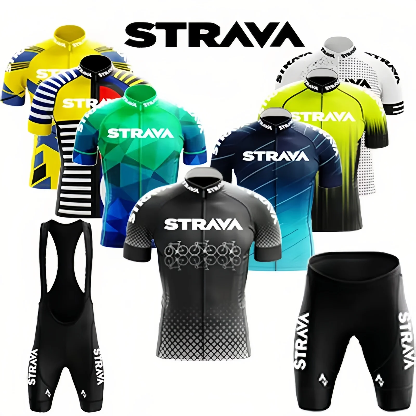 Strava Men's Cycling Outfit Bicycle Shorts Road Bike Sports Set Mountain Cycle Jersey Breathable Summer Clothing Pro Uniform