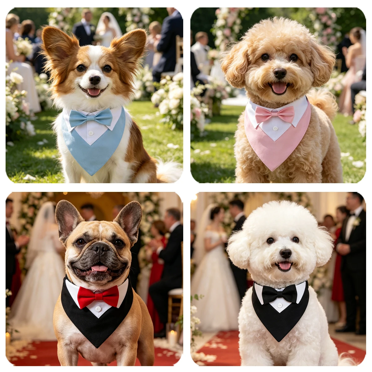 Sucado Bow Tie Dog Collar Tuxedo Bandana Adjustable Formal Puppy Triangle Neck Wear for Wedding Birthday Dress-up Cosplay Party thumbnail 3