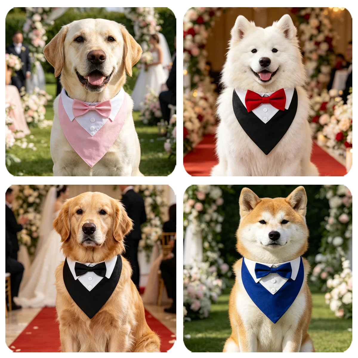 Sucado Bow Tie Dog Collar Tuxedo Bandana Adjustable Formal Puppy Triangle Neck Wear for Wedding Birthday Dress-up Cosplay Party thumbnail 4