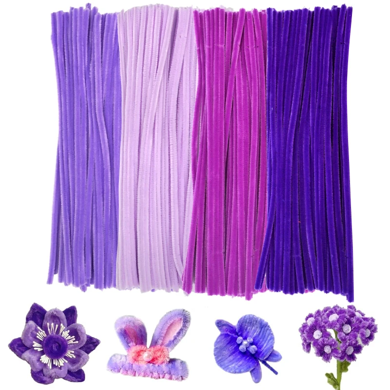 200PCS  Purple Series Pipe Cleaners, Purple Pipe Cleaners Chenille Stem,   Pipe Cleaners Craft Supplies for DIY Arts Crafts thumbnail 3