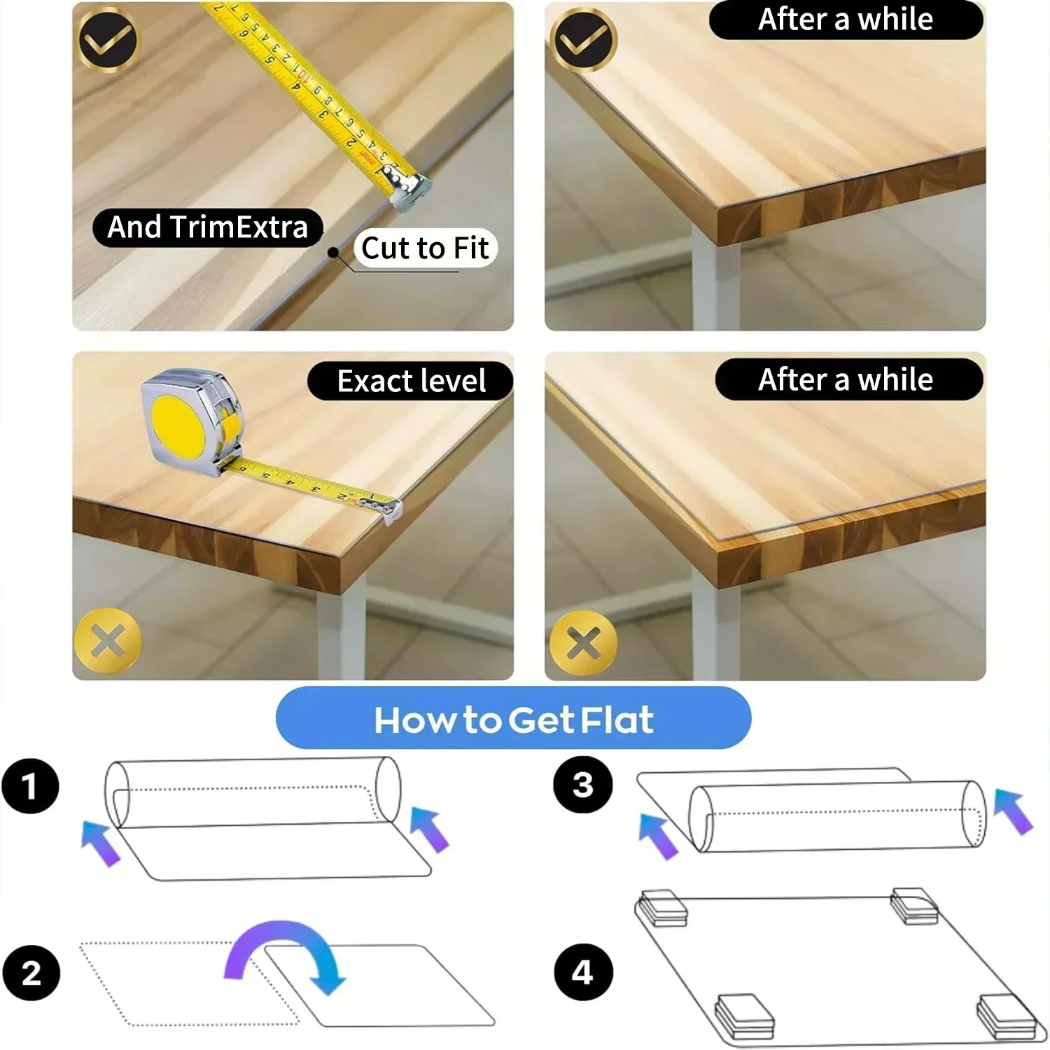 1.5mm Clear Desk Mat Waterproof Plastic Table Cover Protector Crystal Vinyl Tablecloth Clear Desk Pad Protector Easy to Clear thumbnail 4
