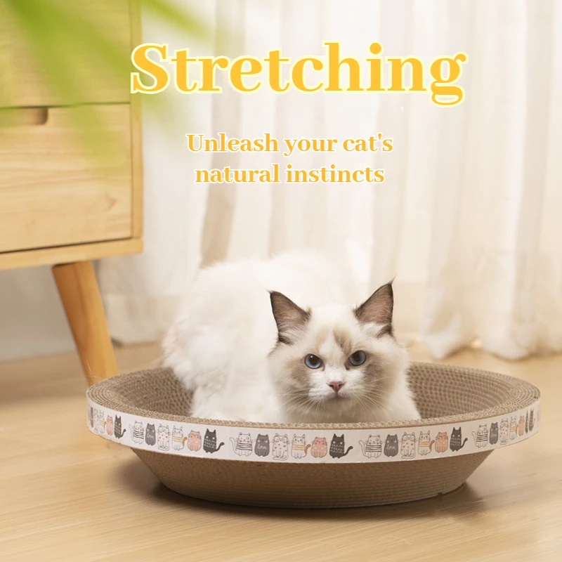 Corrugated Cat Scratching Post with Catnip Wear-resistant and Scratch-resistant Cat Bed Scratcher Sofa Protector Cats Furniture thumbnail 3