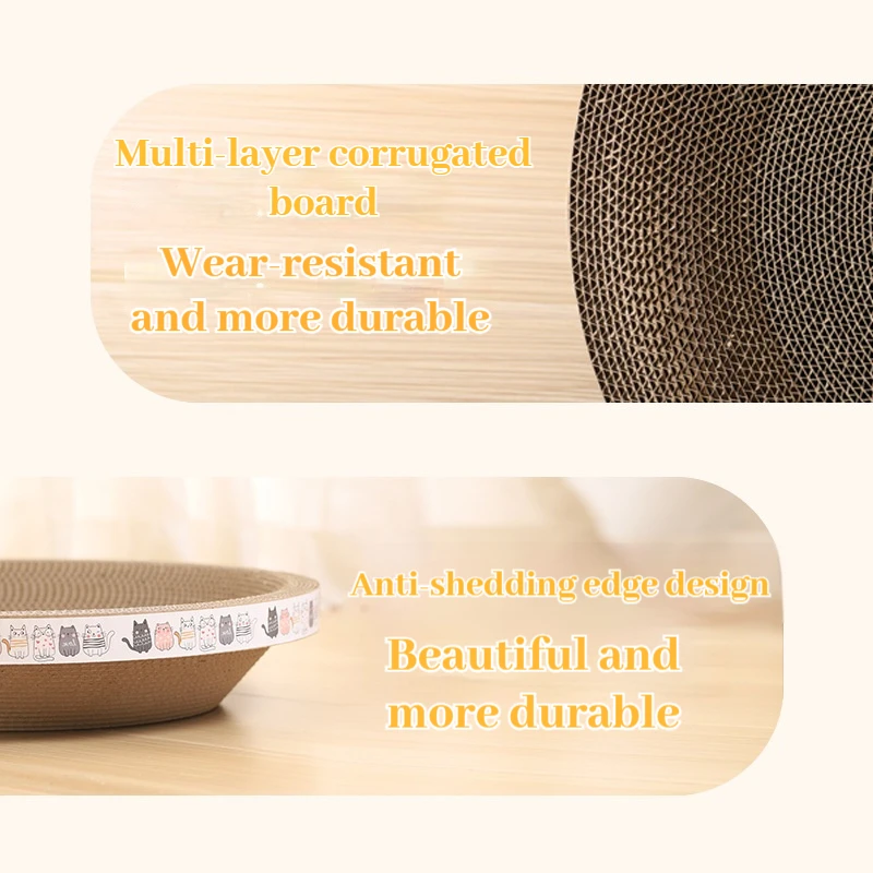 Corrugated Cat Scratching Post with Catnip Wear-resistant and Scratch-resistant Cat Bed Scratcher Sofa Protector Cats Furniture thumbnail 5