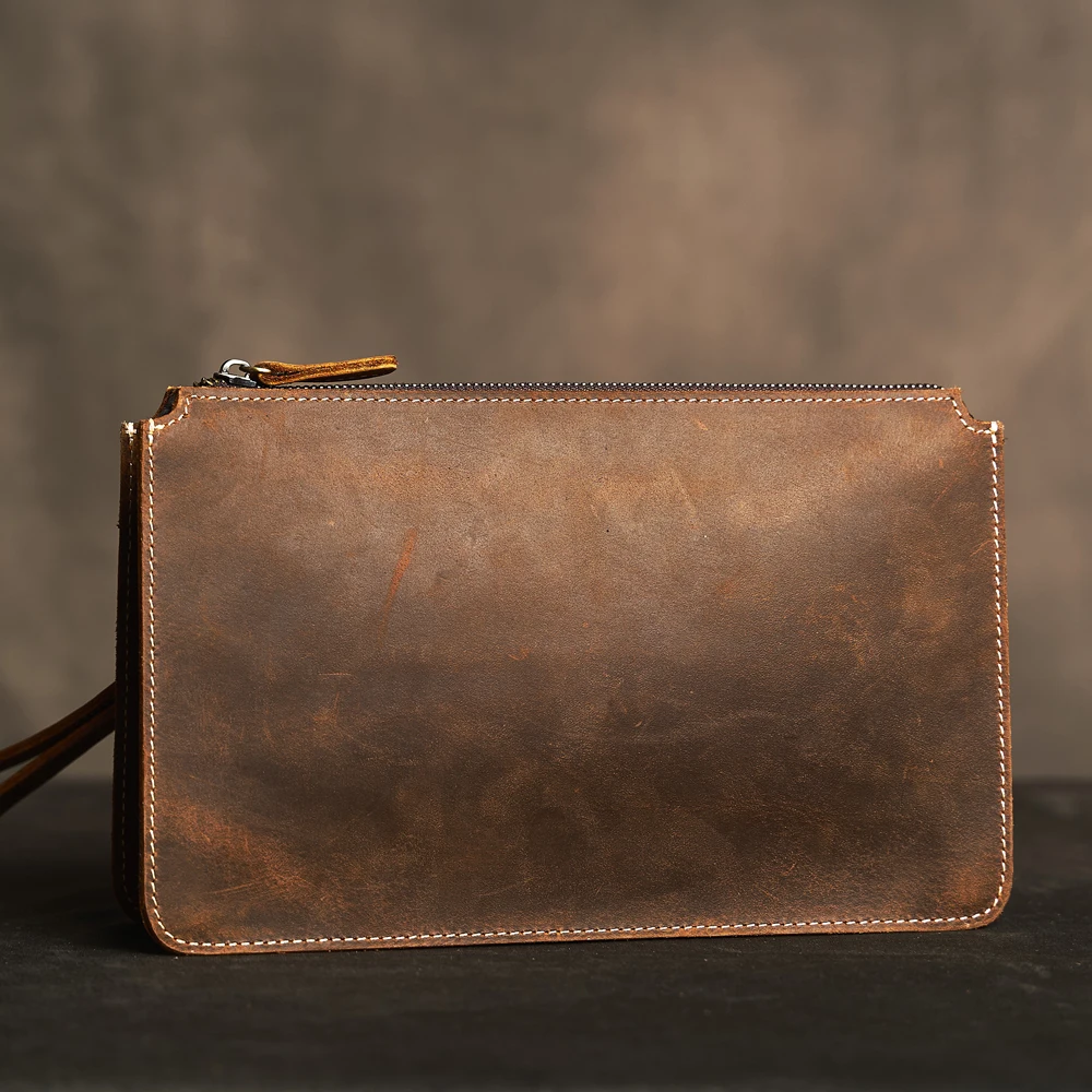 Men Genuine Leather Clutch Bag Cowhide Large Capacity Men Wallets Cell Phone Pocket Passcard Pocket High Quality Wallet For Men thumbnail 2