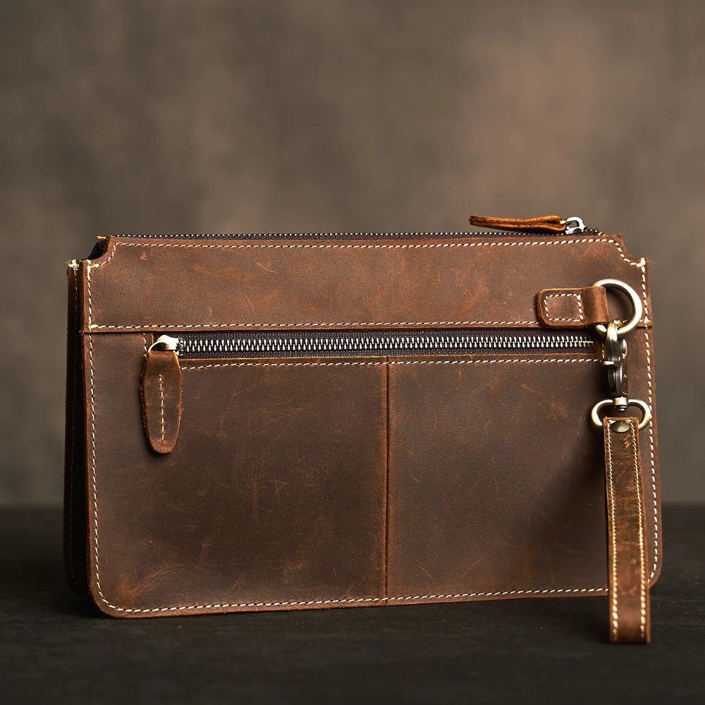 Men Genuine Leather Clutch Bag Cowhide Large Capacity Men Wallets Cell Phone Pocket Passcard Pocket High Quality Wallet For Men thumbnail 3