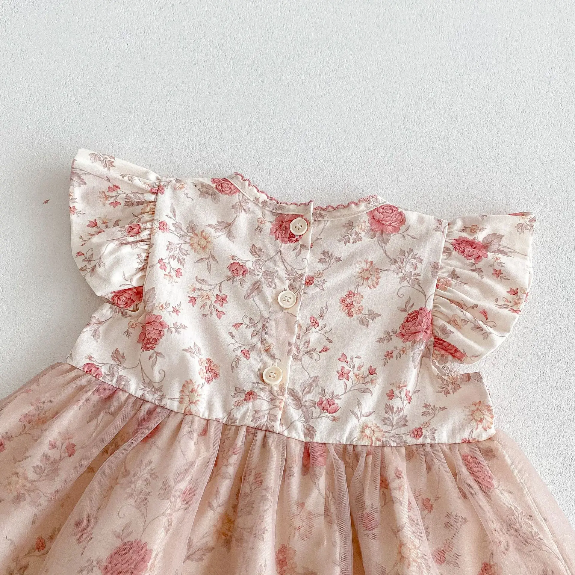 2psc Summer Newborn Infant Baby Girls Floral T-Shirt + Shorts Muslin Bow Netting Dresses Sister Dress Kids Fashion Baby Clothing thumbnail 5