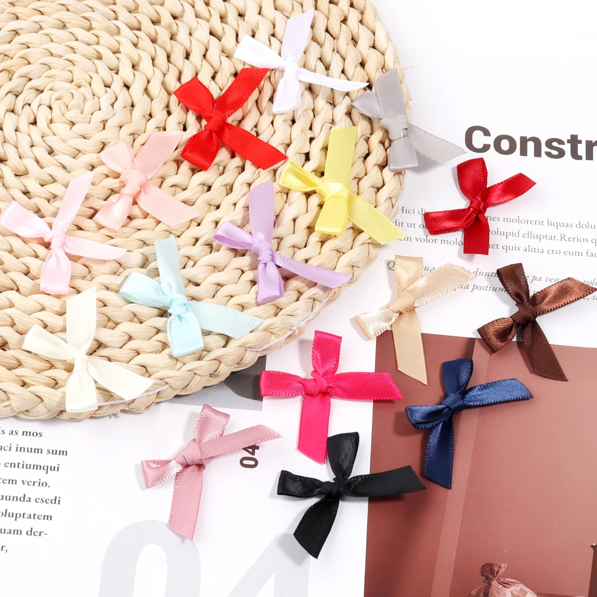50Pcs/Lot 3.5*4cm Colourful Ribbon Bows Polyester Handmade Satin Bow DIY Sewing Crafts Decoration Gift Bouquets Party Decoration thumbnail 4