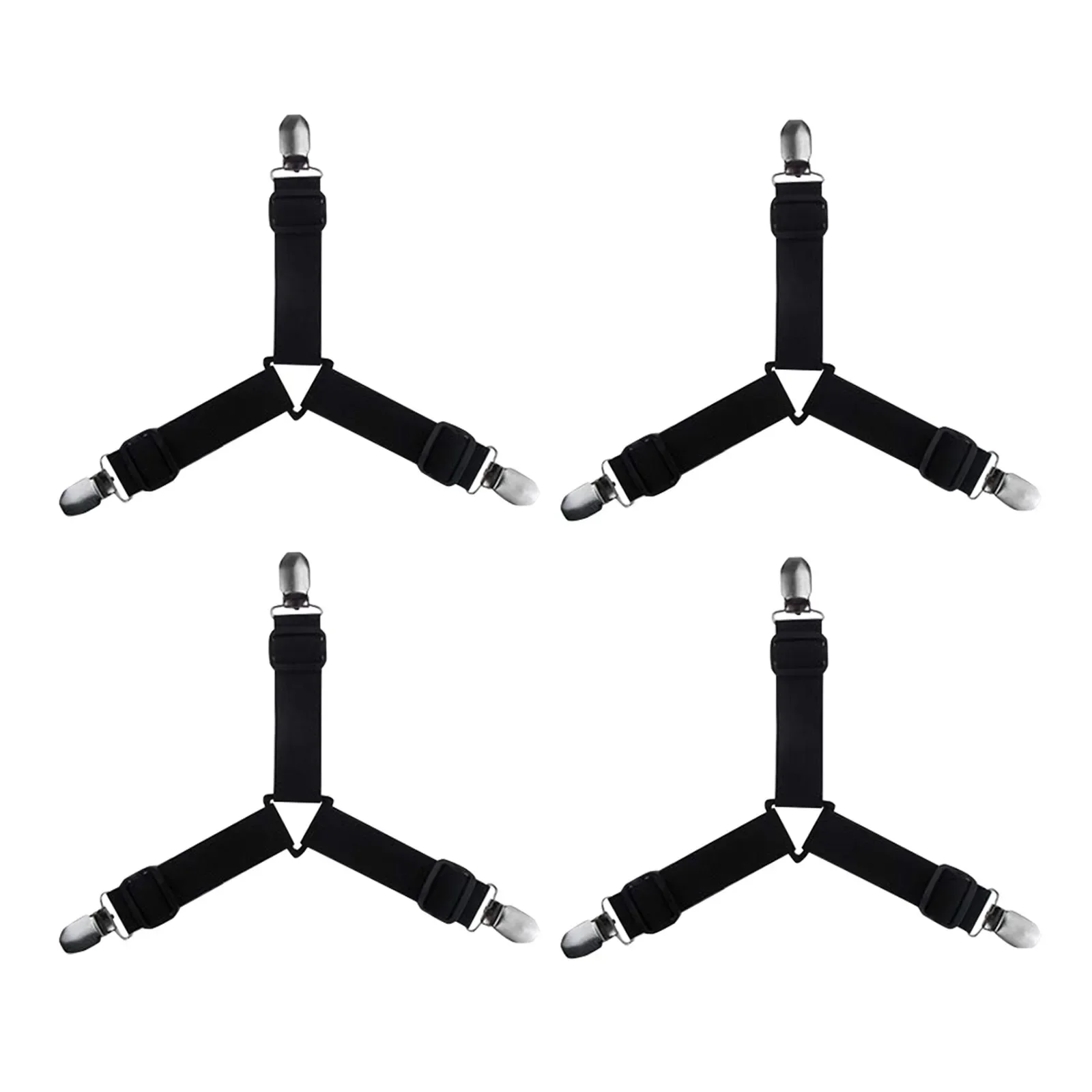 4 PCS Bed Sheet Holder Straps, Elastic Mattress Corner Clips 3 Way Fitted Bed Sheet Fastener Suspenders Grippers sheets  bedding thumbnail 3